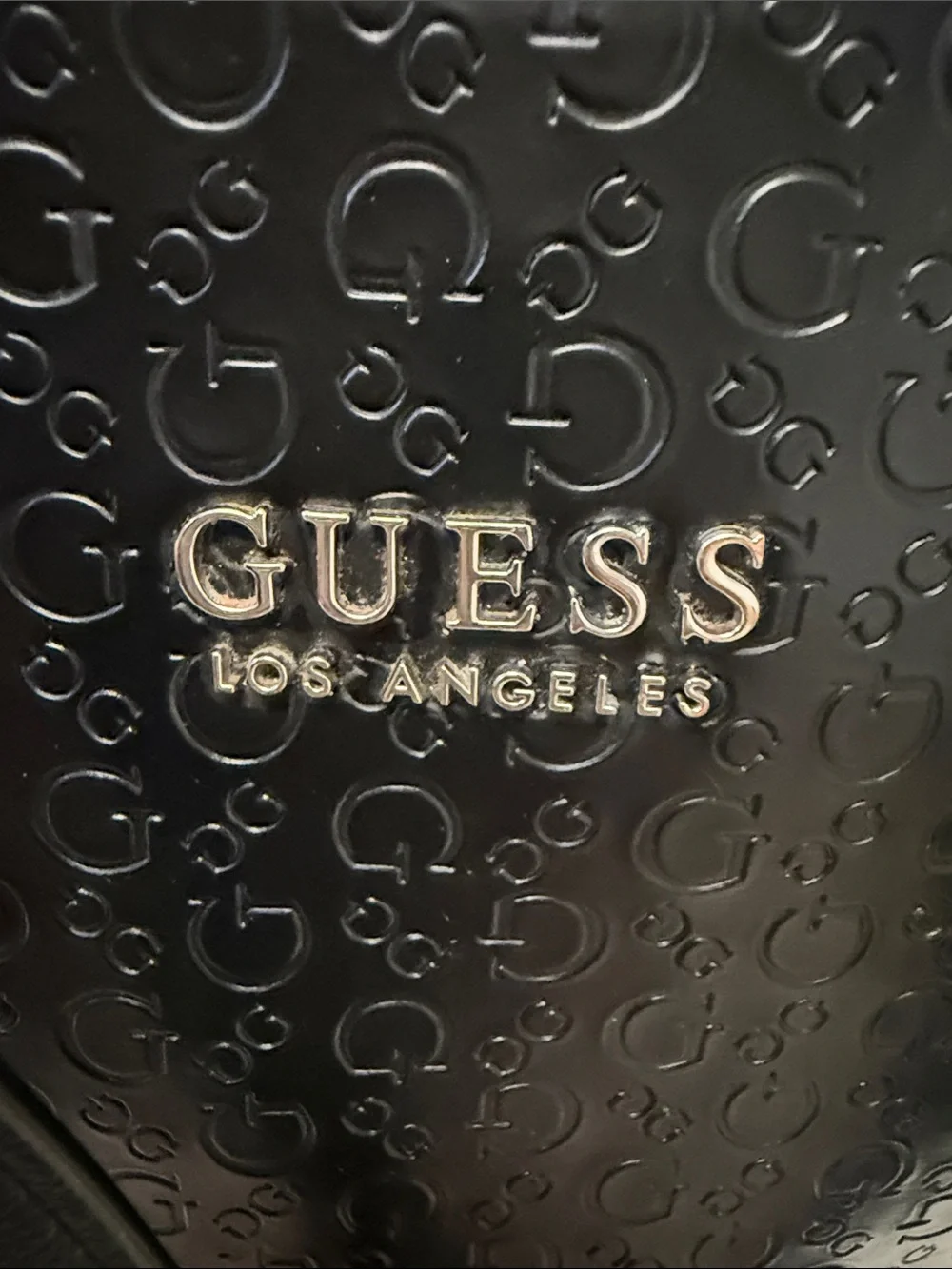 GUESS Black Monogram Debossed Tote Bag - Great Condition